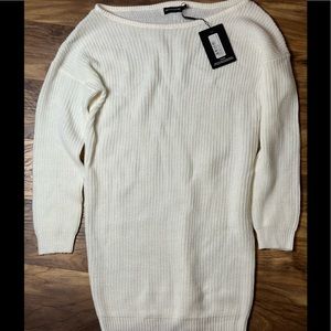 PRETTYLITTLETHING off-shoulder sweater dress